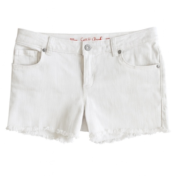 Cat & Jack Other - New Cat & Jack White Denim Cutoff Shorts Raw Hem Ultimate Stretch Youth XL (14)